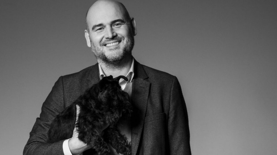 Swedencares CEO Håkan Lagerberg with his dog